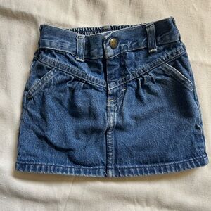 Vintage Oshkosh Denim Skirt; Short; Stretch Waist; Button; Girls Size 3T